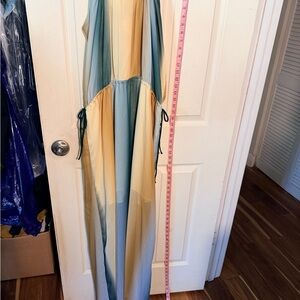 H&M Teal, blue, green, yellow,cream, and tan Maxi Dress